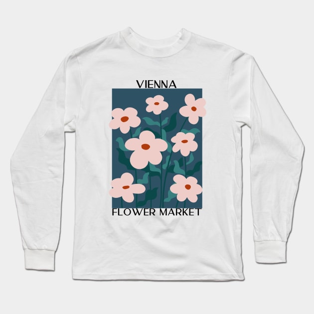 Abstract Pink Flower Market Illustration 22 Long Sleeve T-Shirt by gusstvaraonica